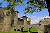 Château Comtal 12th century,  La Cité,  Carcassonne medieval fortified town Aude,  Languedoc-Roussillon,  France
