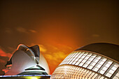 Picture a night access to the City of Arts and Sciences in Valencia Spain Europe