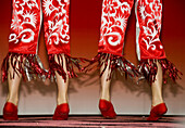 shoes and legs of Chinese dancers performing at Chinese New Year show in Bangkok Thailand