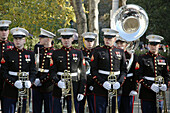 New York City USA,  Marines band at the Veterans Day parade