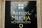 Prague Czech Republic,  the Alfons Mucha’s tomb at the Vysehradsky hrbitov in Vysehrad