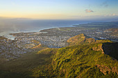Port Louis and East Mauritius,  view from Le Pouce Peak,  Mauritius,  Indian Ocean