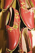 Hand crafted leather shoes in bazaar,  Antep. Gaziantep province,  Anatolia,  Turkey