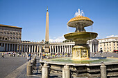 Obelisk and fountain in Saint Peter’s Square,  Piazza San Pietro,  Vatican City,  Rome,  Italy