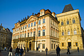 Palac Kinskych the Kinsky Palace at Staromestske namesti the old town square in Prague Czech Republic Europe