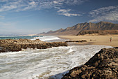 Woman on Cofete beach,  Jandia,  Fuerteventura,  Canary islands,  Spain