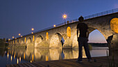 Stone bridge over Duero river Zamora Castilla y Leon,  Spain
