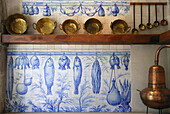 Lisbon Portugal Traditional blue & white tile work in the Museu Nacional do Azulejo National Museum of Tiles