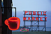 The marquee at Pikes Place Market Seatle,  Washington,  United States
