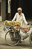 Man selling bananas from his bicycle  Kathmandu,  Nepal