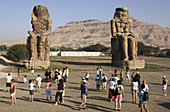 Egypt Upper Nile The Colossi of Memnon Western bank of the Nile river,  in front of Luxor old Thebes