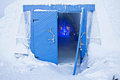 Norway,  Kirkeness Snow Hotel,  1500 meters from the Arctic Sea Kirkenes SnowHotel was opened on the 15th of December,  2006 It has 10 spacious and illuminated snowsuites decorated with snow sculptures