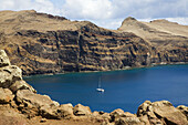 Portugal,  Madeira Islands Sailing boat at Ponta do San Lorenzo