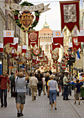 Poland,  Krakow,  Florianska street with Florian´s Gate