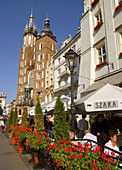 Poland Krakow,  Church of St Mary and Szara Building at Main Market Square