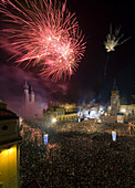 Poland Krakow,  New Year Eve celebration at biggest in Europe Square