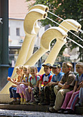 Poland,  Krakow,  fountain named ´Chopin´s piano´, Planty park