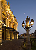 Poland,  Krakow,  Slowacki Theatre at night