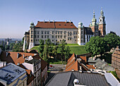 Poland,  Krakow,  Wawel Hill from high