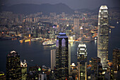China,  Hong Kong,  Victoria Harbour,  skyline at night,  International Financial Centre