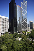 China,  Hong Kong,  Central District skyscrapers,   Hong Kong Park,  Bank of China