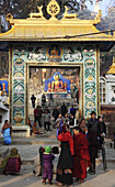 Nepal,  Kathmandu Valley,  Swayambhunath,  entrance to the stupa