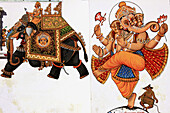 India,  Rajasthan,  Udaipur,  wall painting,  Ganesh elephant god image