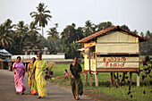 India,  Kerala,  Backwaters,  women on a country road