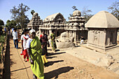 India,  Tamil Nadu,  Mamallapuram,  Mahabalipuram,  Five Rathas,  rock temples,  people