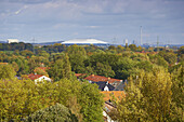 Blick auf Veltins Arena in Gelsenkirchen, Ruhrgebiet, Nordrhein-Westfalen, Deutschland, Europa