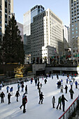 Ice skating at the Rockefeller Center, New York, USA