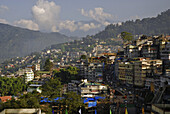 The town of Gangtok in the mountains, Sikkim, Himalaya, Northern India, Asia