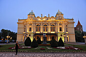 The theater Teatr Slowackiego at dusk, Krakow, Poland, Europe