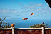 Seaview and clothesline, La Palma, Canary Islands, Spain, Europe