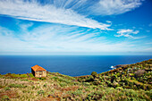 House at the coast under clouded sky, La Palma, Canary Islands, Spain, Europe