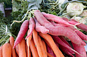 Carrots offered on market, Gengenbach, Black Forest, Baden-Wuerttemberg, germany
