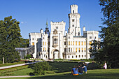 Schloss Hluboka nad Vltavou (Frauenberg) in Tudorgotik gehört zu den schönsten Schlössern Tschechiens, Südböhmen, Sumava, Tschechien