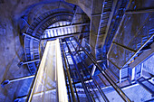 Escalator in the interior of Schlossberg, Graz, Styria, Austria