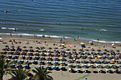 Blick über den Strand, Marbella, Andalusien, Spanien