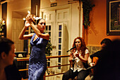 Woman dancing flamenco in the flamenco restaurant Vino Mio, Malaga, Andalusia, Spain