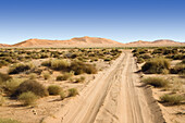 Road in the libyan desert, Sanddunes, Sahara, Libya, North Africa