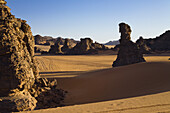 Stone formations in the libyan Desert, Wadi Bahoha, Akakus mountains, Libya, Sahara, Africa