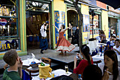Tango dance terrace, La Boca district, Buenos Aires, Argentina  March 2008)