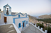 Small church on the top of the city, Simi. Dodecanese islands, Greece