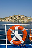 View of the town from the boat to Kos, Simi. Dodecanese islands, Greece