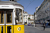 Tram on the Praça da Figueira, Lisbon, Portugal
