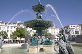 Springbrunnen auf dem Rossio Platz, Baixa, Lissabon, Portugal