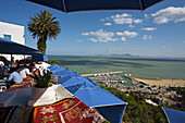 Outdoor cafe, Sidi Bou Said near Tunis. Tunisia