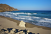 Beach next to Isleta del Moro, Cabo de Gata-Nijar Nature Reserve, Almeria province, Andalusia, Spain