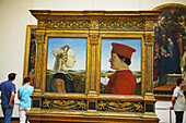 Double portrait of Federico III da Montefeltro and his wife Battista Sforza, dukes of Urbino, by Piero della Francesca. Galleria degli Uffizi, Florence, Tuscany, Italy